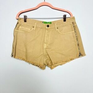 Free People X Sandrine Rose Raw Hem Button Fly Denim Cut Off Shorts Beige Sz 31